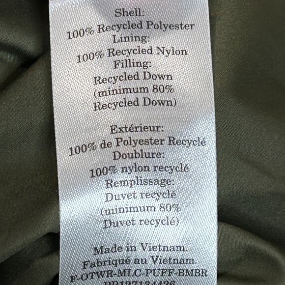 Everlane Puffer Down Filled Bomber Coat Green Women XS Pockets - Picture 14 of 14